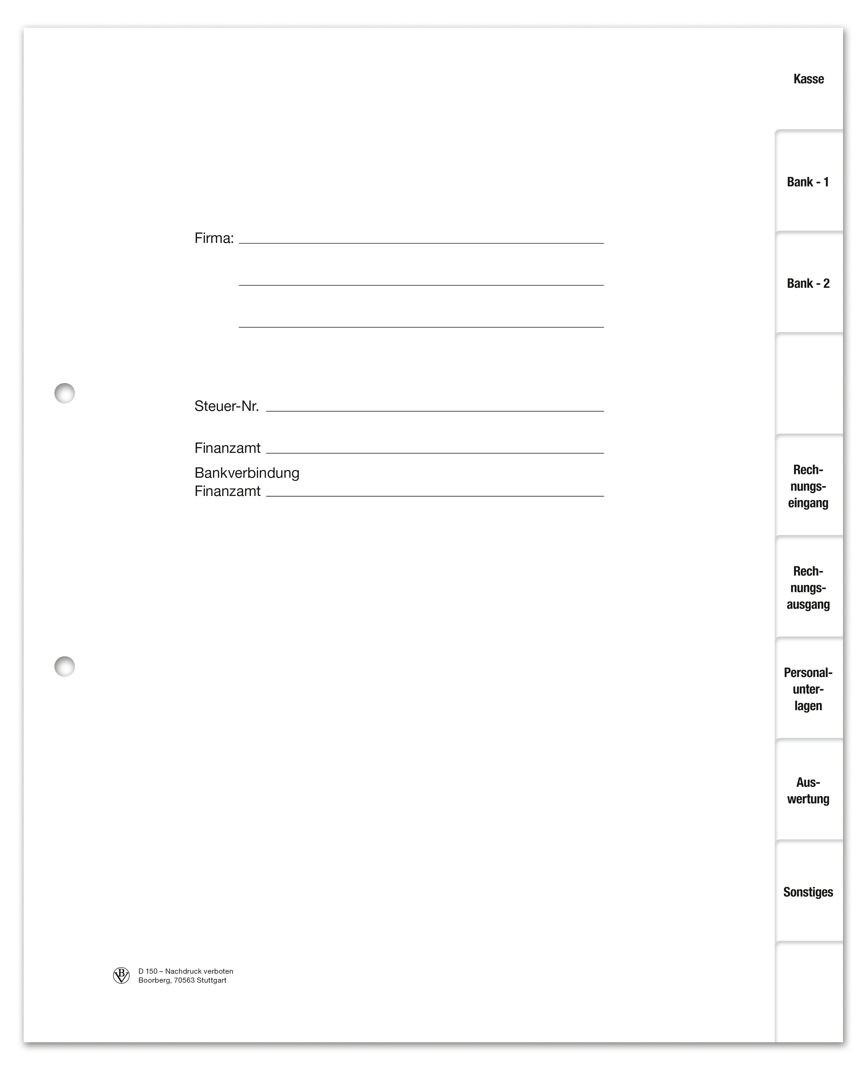 Produktabbildung der Register für Mandantenpendelordner D 150
