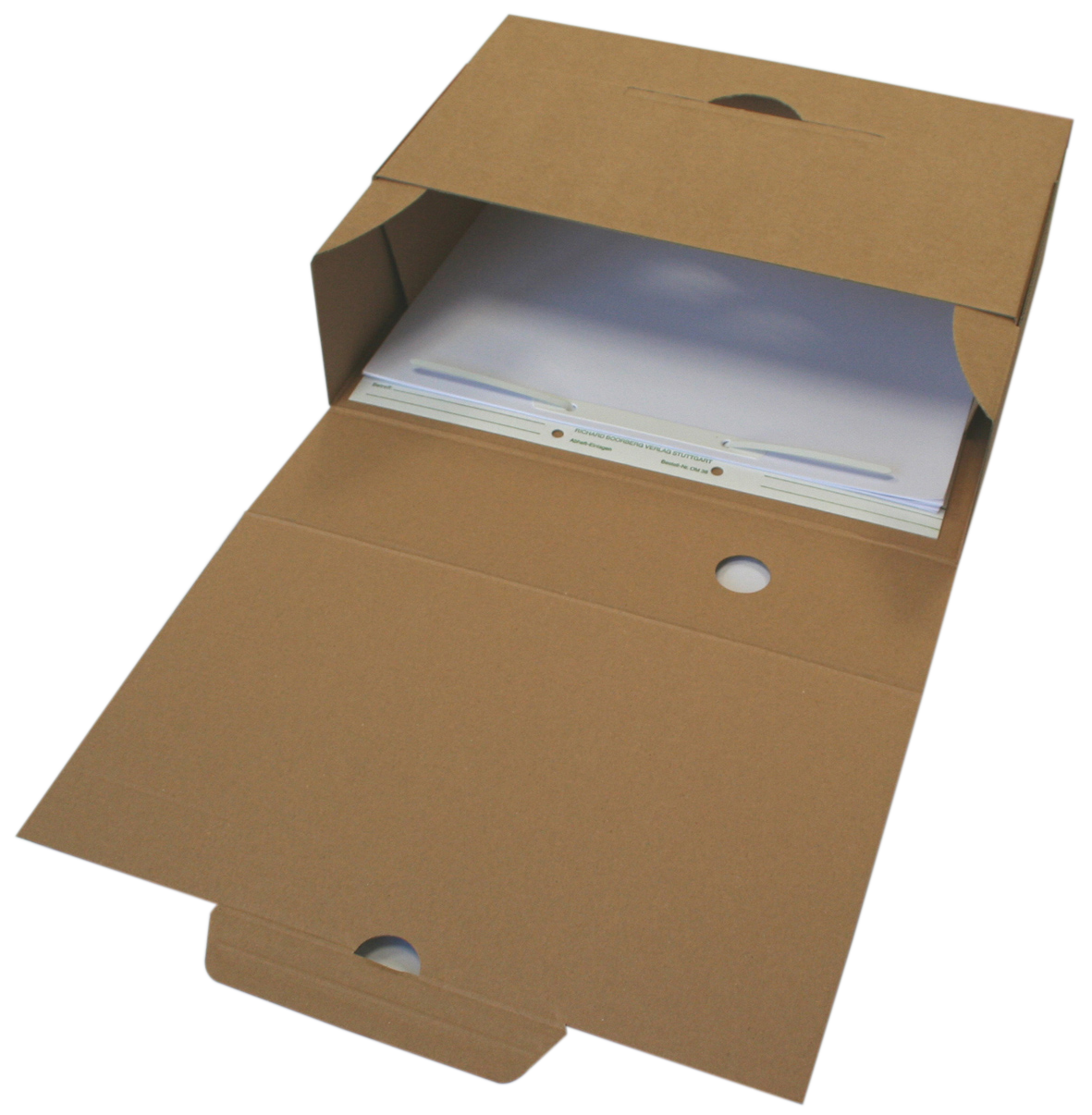 Produktabbildung Archivordner zum Falten aufgeklappt OM 35