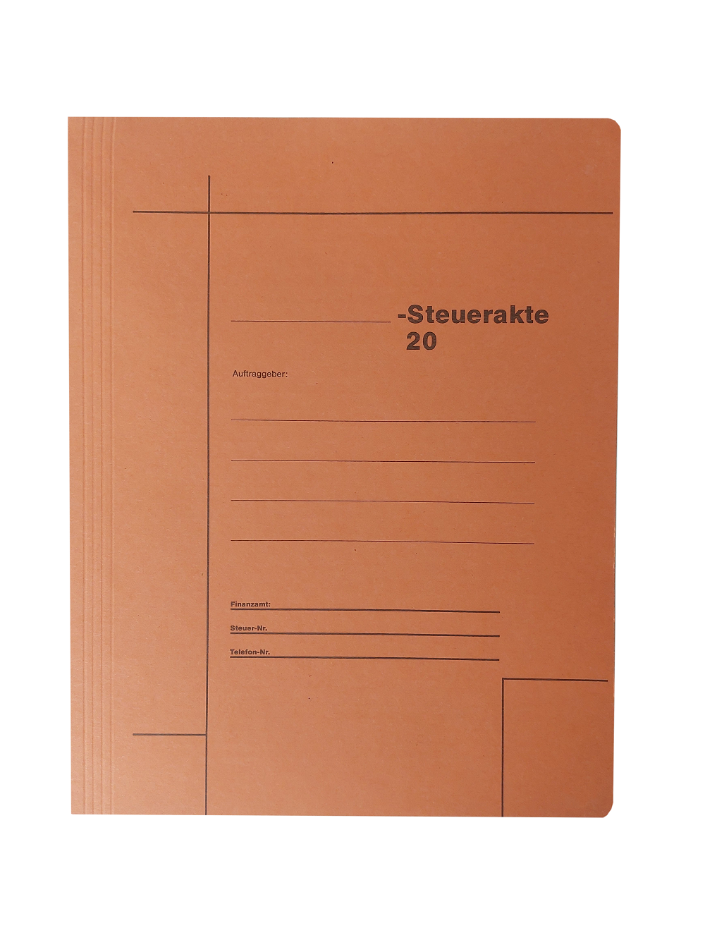 Produktabbildung Steuerakte Schnellhefter geschlossen mit eingedrucktem Personalbogen orange D 12 b