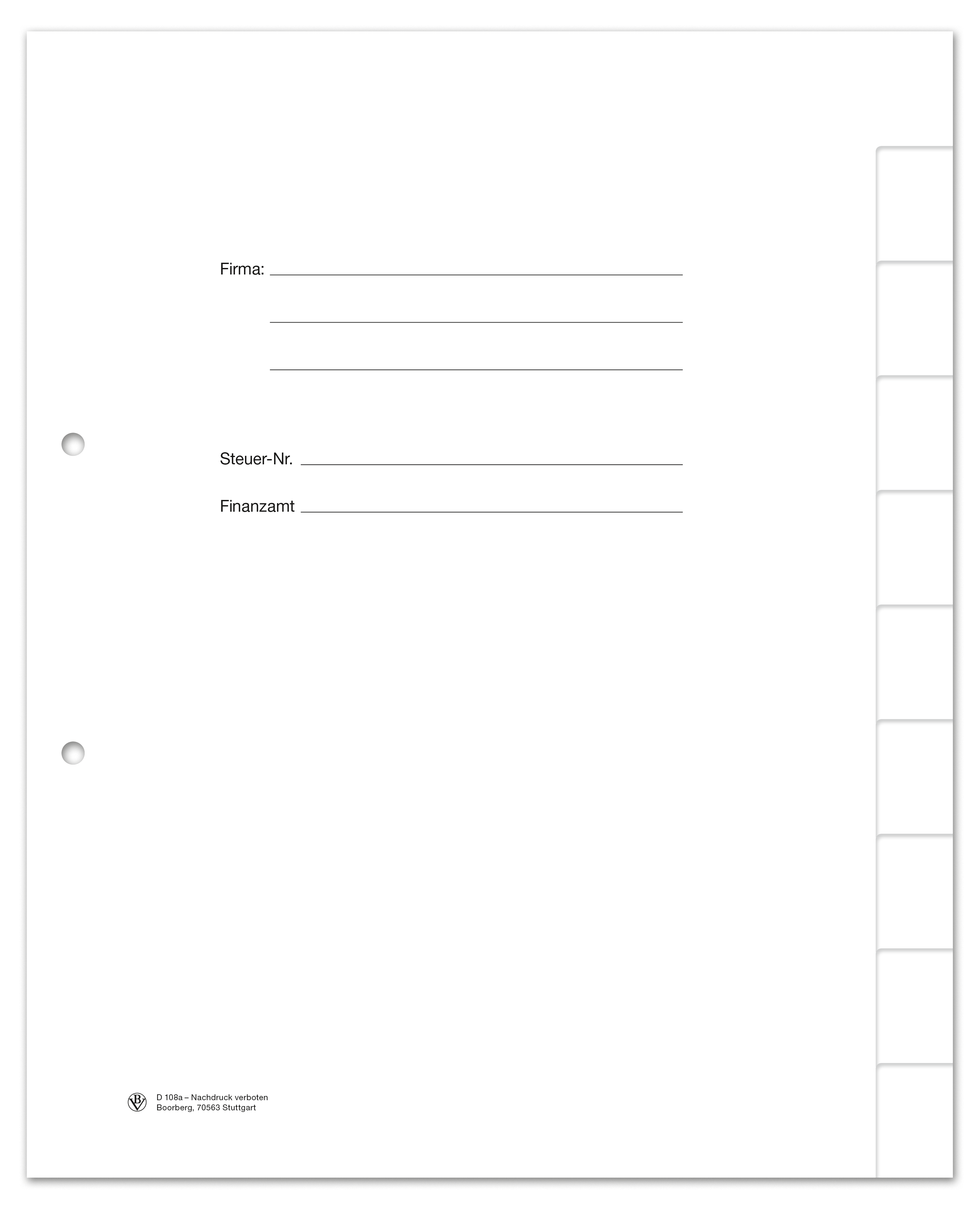 Produktabbildung Register neutral D 108