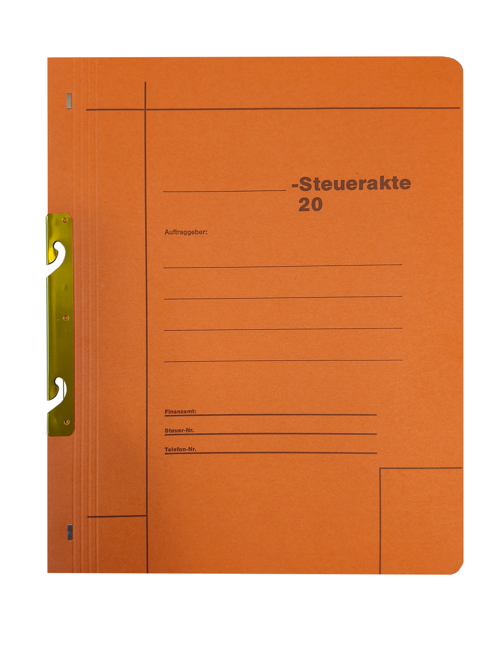 Produktabbildung Steuerakte Einhakhefter geschlossen mit eingedrucktem Personalbogen orange D 12 a