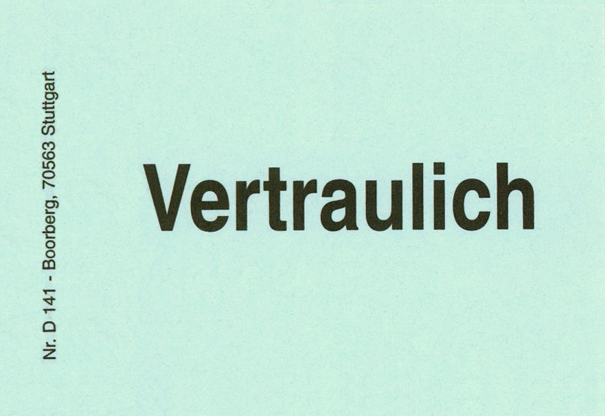 Produktabbildung blaue Haftnotiz mit Text Vertraulich