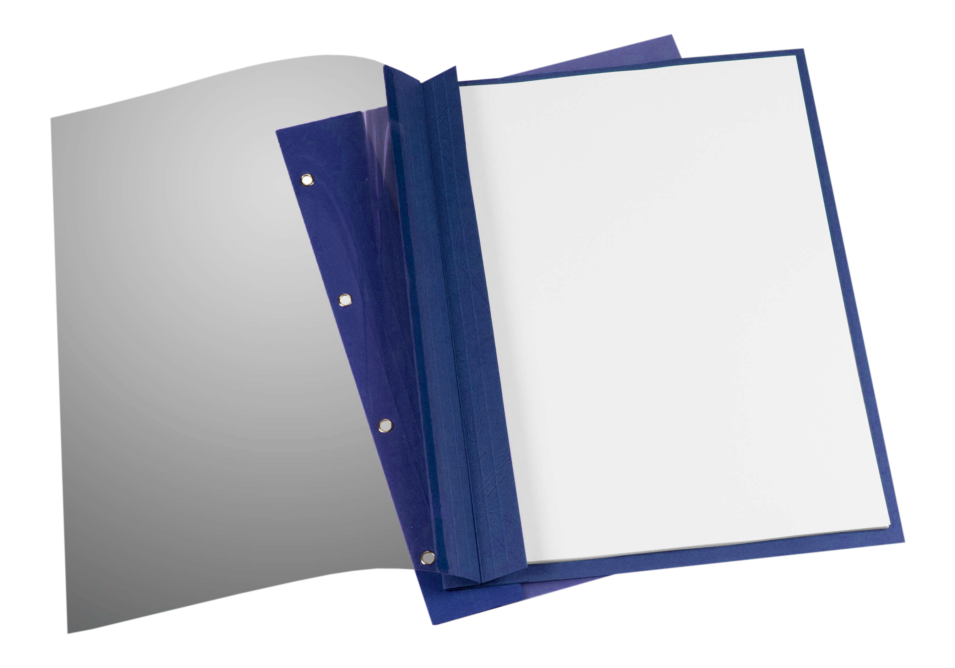 Produktabbildung blaue Bilanzmappe aufgeschlagen