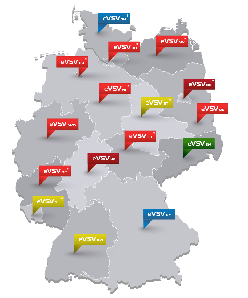 Vektorkarte von Deutschland mit Infografikelementen und Markierungen. Mit Bundesländern.