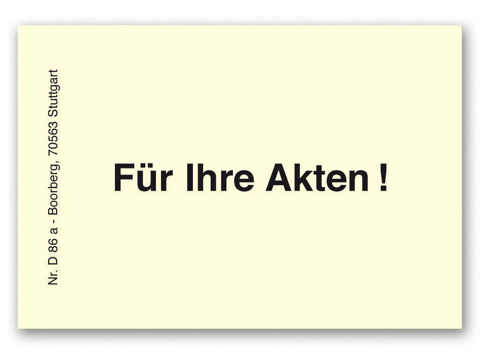 Produktabbildung gelbe Haftnotiz mit Text Für Ihre Akten!