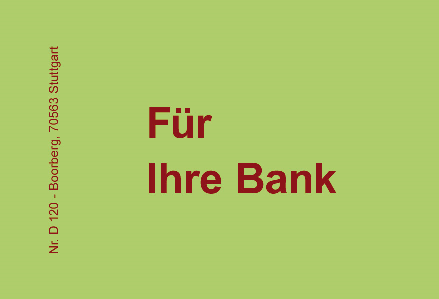 Produktabbildung grüne Haftnotiz mit Text Für Ihre Bank