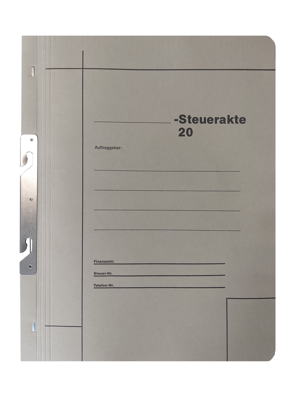 Produktabbildung Steuerakte Einhakhefter geschlossen mit eingedrucktem Personalbogen grau D 12 a